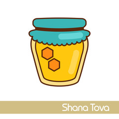 Jar of honey. Rosh Hashanah icon. Shana tova