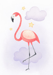Watercolor illustration of a flamingo. Perfect for greeting card © Aleksandra Smirnova