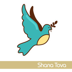 Dove. Rosh Hashanah icon. Shana tova