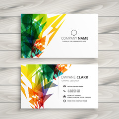 business card design with abstract colorful shapes