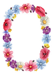 Watercolor floral wreath. Perfect for greeting cards and invitations