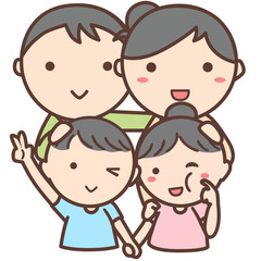 笑った家族のイラスト