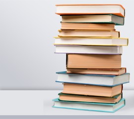 Stack of books isolated on white background