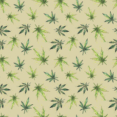 Watercolor cannabis pattern