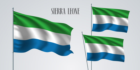 Sierra Leone waving flag set of vector illustration