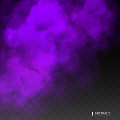 Purple Fog or smoke color isolated transparent special effect. White vector cloudiness, mist smog background. illustration