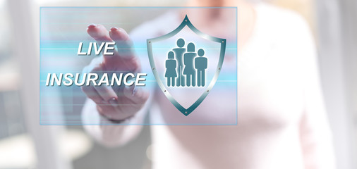 Woman touching a life insurance concept