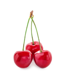 Ripe cherry on white background
