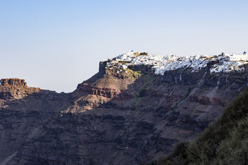 Scenic view of Thira, on the island of Santorini.
