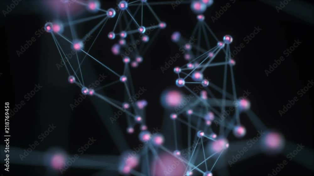 Poster abstract network background with growing molecules structure