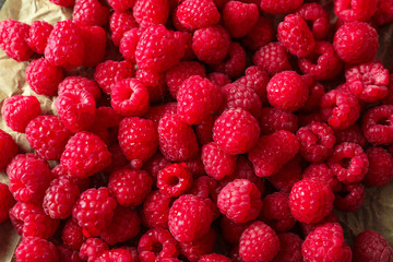 Heap of fresh ripe raspberries