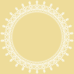 Elegant round white ornament in classic style. Abstract traditional pattern with oriental elements. Classic vintage pattern