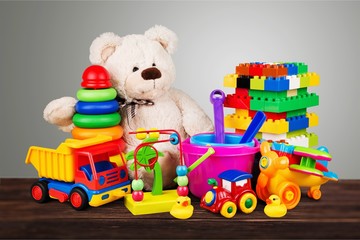 Toys collection isolated on  background