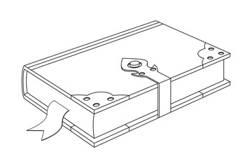 Vintage book. Outline vector illustration