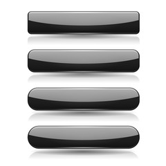 Obraz premium Black buttons. 3d glass menu icons