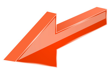 Orange arrow. 3d previous sign