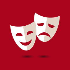 Theater masks, vector icon on white background.