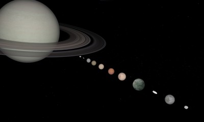3d rendering of the planet Saturn closeup with stars on background