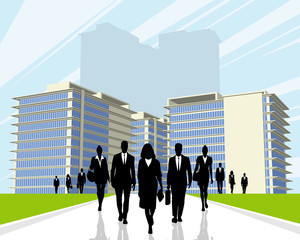 Business people outdoors