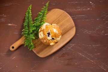 Dellicious homemade chocolate muffin on table. Ready to eat.