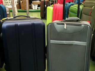 travel suitcases, summer vacation concept, focus on suitcases