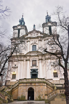 facade Church at Skalka.  Sights of Krakow, Poland