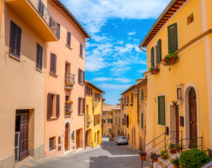Fototapeta na wymiar Beautiful street in the old town of Bomarzo, Tuscany. Italy.