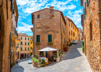 Beautiful street in the old town of Bomarzo, Tuscany. Italy. - obrazy, fototapety, plakaty