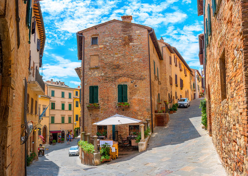 Fototapeta Beautiful street in the old town of Bomarzo, Tuscany. Italy.