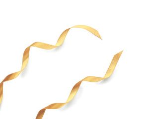 Beautiful golden ribbons on white background