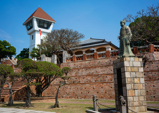 Anping fort view a former Dutch stronghold statue of Koxinga in Tainan Taiwan