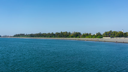 Anping beach panorama view in Chaiao Tou Beach Park in Anping Tainan Taiwan