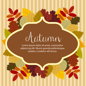 autumn flat style leaves romantic label
