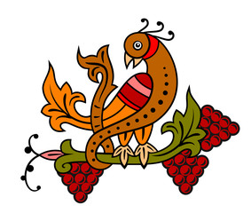 Abstract image of a bird sitting on a vine