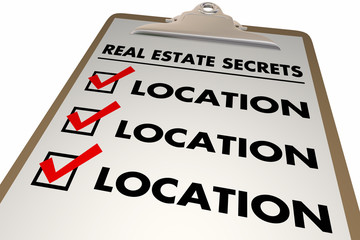 Real Estate Secrets Location Best House Property Area Checklist Clipboard 3d Illustration