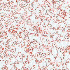 Background with red contour monsters