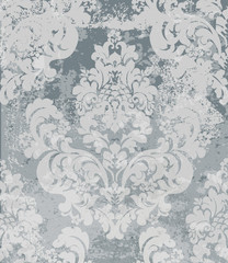 Damask pattern Vector. Vintage baroque ornament decor. Royal luxury texture backgrounds. Gray colors
