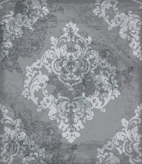 Obraz premium Damask pattern Vector. Vintage baroque ornament decor. Royal luxury texture backgrounds. Victorian sumptuous decoration textile, fabric, tile. Trendy colors