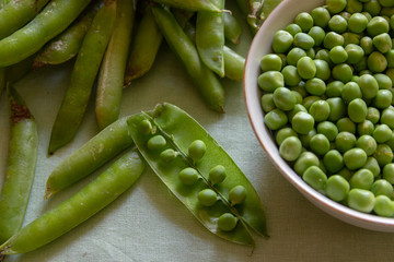 freshly picked fresh green peas