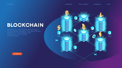 Obraz premium Abstract Blockchain isometric concept banner