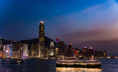 Hong Kong skyscrapers at magic hour time
