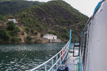 Onboard morning Lake Komani ferry from Fierza to Koman in Albania