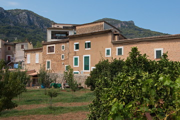 Fototapeta na wymiar Residential house in Tramuntana Mountains near Soller on Mallorca 