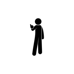 Stick figure man silhouette, showing thumb up.