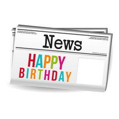 Happy Birthday Newspaper Magazine News. Eps10 Vector.