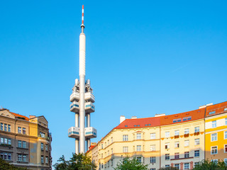 Fototapeta na wymiar Zizkov Television Tower in Prague, Czech Republic.