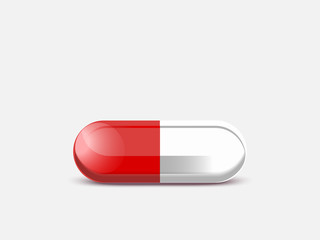 One magic pill close-up,vector illustration red tablet