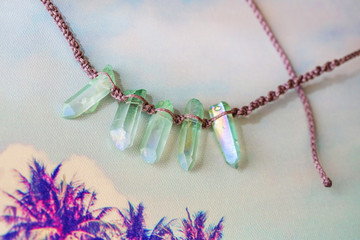 Natural crystal quartz necklace