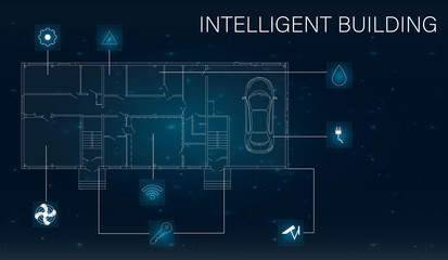 Intelligent home. Infographic. Futuristic screen hud concept. 