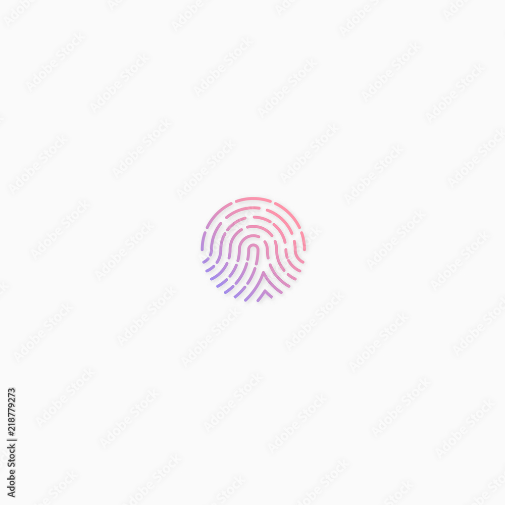 Poster minimal clean vector touch id fingerprint flat material design element. biometric identification tou